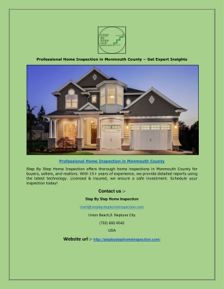 Professional Home Inspection in Monmouth County – Get Expert Insights