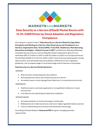 Data Security as a Service (DSaaS) Market Booms with 12.3% CAGR Driven by Cloud