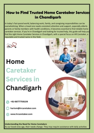 How to Find Trusted Home Caretaker Services in Chandigarh