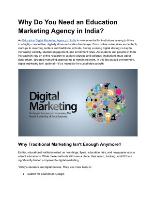 How an Education Digital Marketing Agency in India Can Accelerate Your Institution's Growth