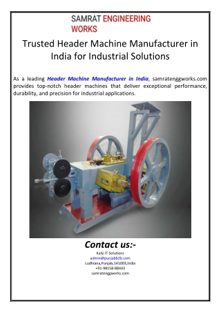 trusted header machine manufacturer in india