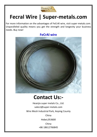 fecral wire super metals com