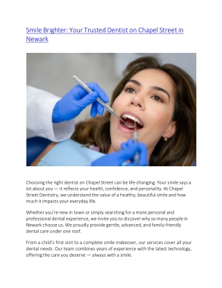 Smile Brighter Your Trusted Dentist on Chapel Street in Newark