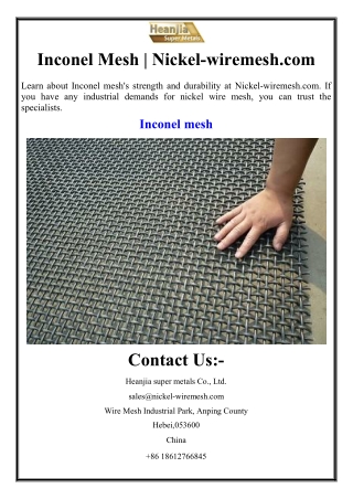 inconel mesh nickel wiremesh com