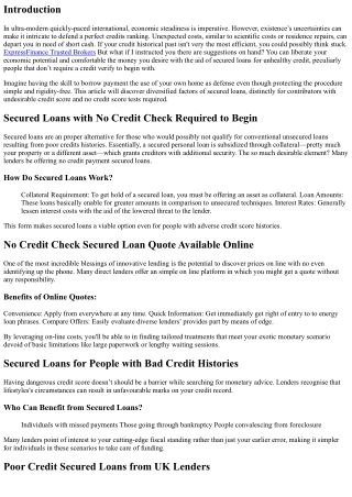 Unlock Your Financial Potential: Explore Secured Loans for Bad Credit with No Cr