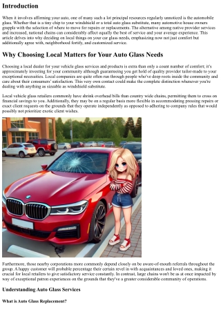 Why Choosing Local Matters for Your Auto Glass Needs