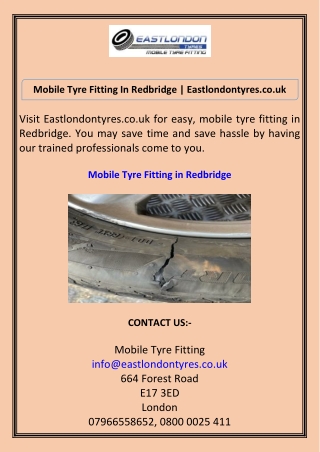 Mobile Tyre Fitting In Redbridge Eastlondontyres.co.uk