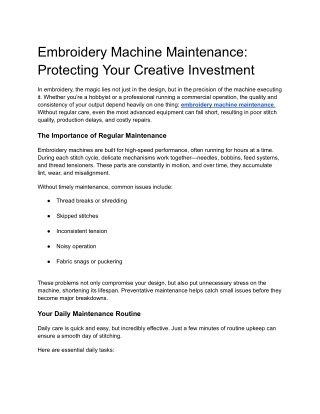 embroidery machine maintenance protecting your