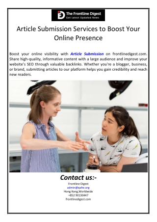 Article Submission Services to Boost Your Online Presence