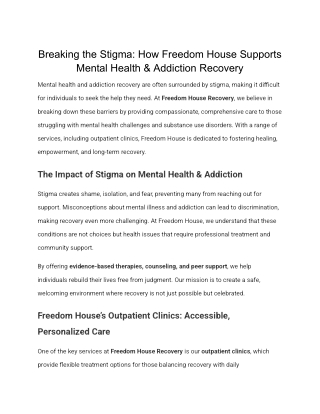 Breaking the Stigma_ How Freedom House Supports Mental Health & Addiction Recovery