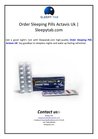 order sleeping pills actavis uk sleepytab com