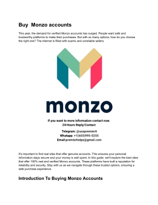 Best 100% Real Sites To Buy Verified Monzo Account In This Year