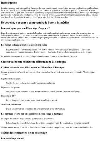 Débouchage d'urgence : trouver la société idéale à Bastogne.