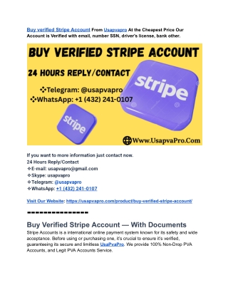 Worldwide Top Place To Buy Verified Stripe Account (With Documents)