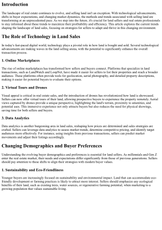 The Future of Selling Land: Trends to Watch