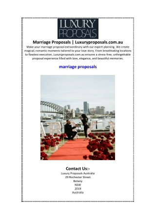 marriage proposals luxuryproposals com au make