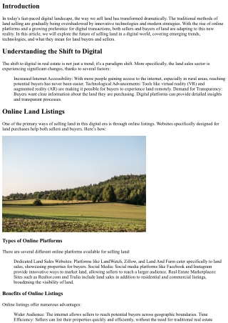 The Future of Selling Land in a Digital World