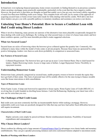 Unlocking Your Home's Potential: How to Secure a Confident Loan with Bad Credit