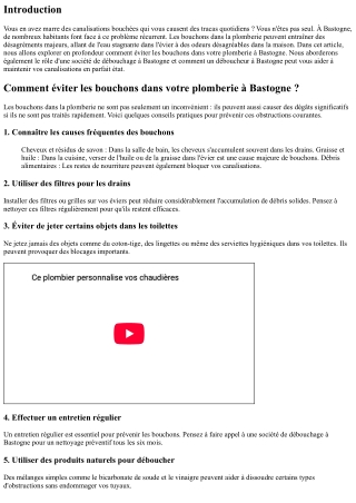 Comment éviter les bouchons dans votre plomberie à Bastogne ?