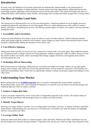 Sell Land Online: The Future of Real Estate Transactions