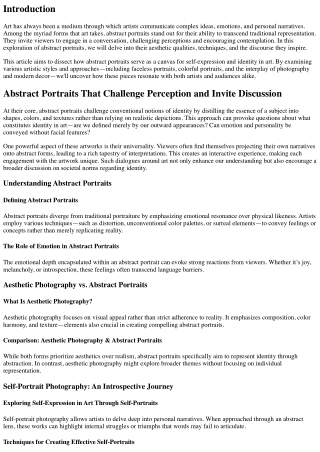 “Abstract Portraits That Challenge Perception and Invite Discussion”