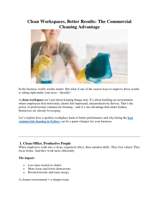 Clean Workspaces The Commercial  Cleaning service