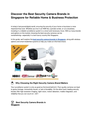 Best security camera brands in Singapore, Wireless CCTV cameras with mobile monitoring Singapore, Residential security s