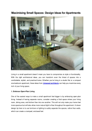 Maximising Small Spaces: Design Ideas for Apartments