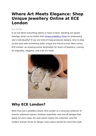 Where Art Meets Elegance: Shop Unique Jewellery Online at ECE London