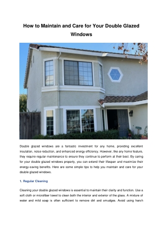 How to Maintain and Care for Your Double Glazed Windows