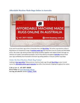 Affordable Machine Made Rugs Online in Australia