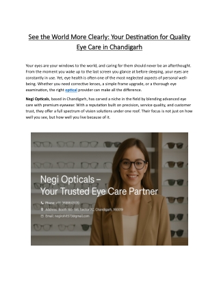 See the World More Clearly Your Destination for Quality Eye Care in Chandigarh