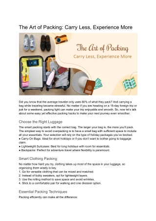 The Art of Packing_ Carry Less, Experience More