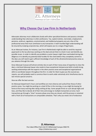 Why Choose Our Law Firm In Netherlands