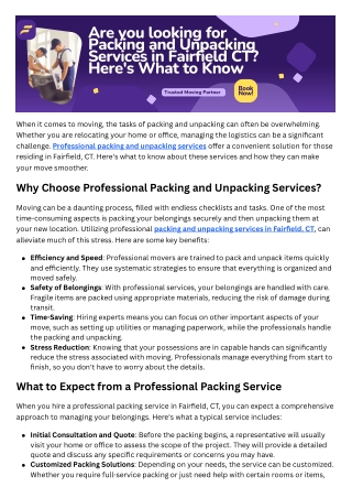 Looking for Packing and Unpacking Services in Fairfield CT Here's What to Know