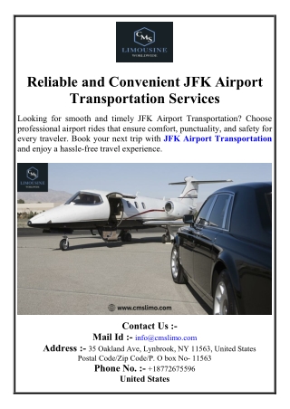 Reliable and Convenient JFK Airport Transportation Services