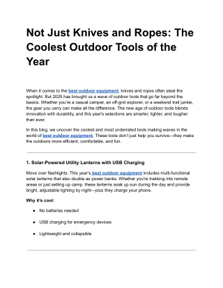 Not Just Knives and Ropes: The Coolest Outdoor Tools of the Year