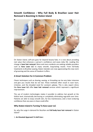 Smooth Confidence  Why Full Body & Brazilian Laser Hair Removal Is Booming In Staten Island