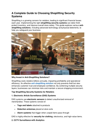 a complete guide to choosing shoplifting security