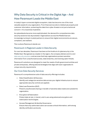 Why Data Security is Critical in the Digital Age – And How Paramount Leads the Middle East