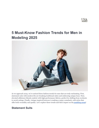 5 Must-Know Fashion Trends for Men in Modeling 2025