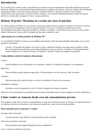Helium 10 gratis: Maximiza la versión sin costo al máximo