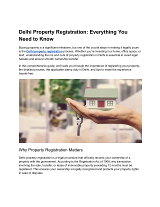 Delhi Property Registration Everything You Need to Know