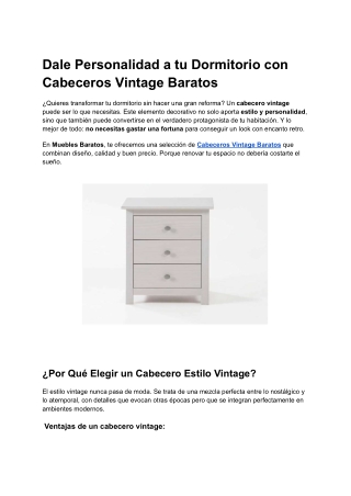 Dale Personalidad a tu Dormitorio con Cabeceros Vintage Baratos