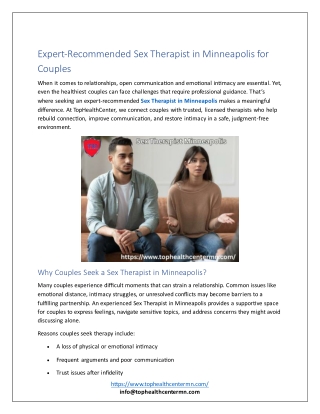 Expert-Recommended Sex Therapist in Minneapolis for Couples