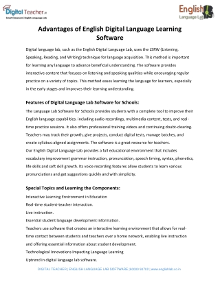 Advantages of English Digital Language Learning Software - ELL