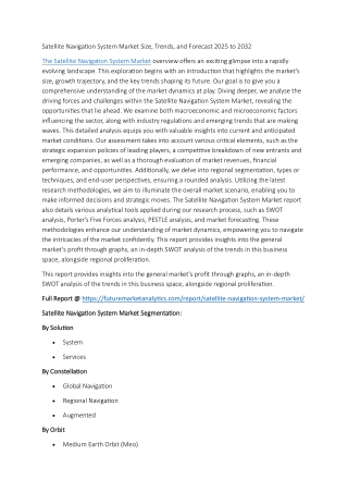 Satellite Navigation for Autonomous Vehicles: Market Growth