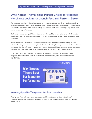 Why Xpress Theme is the Perfect Choice for Magento Merchants Looking to Launch Fast and Perform Better