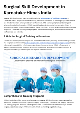 Surgical Skill Development in Karnataka-Himas India