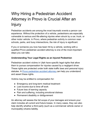 Why Hiring a Pedestrian Accident Attorney in Provo is Crucial After an Injury